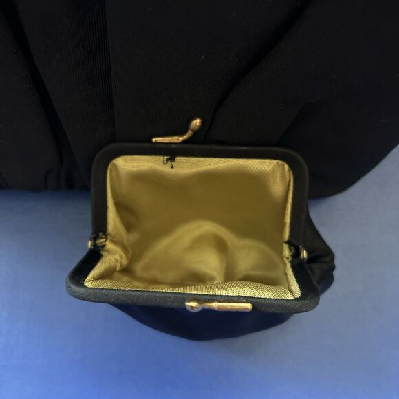 Vintage Black Satin Evening Bag Purse L&M Spot-Lite Exclusive USA W/ Coin Purse - Picture 5 of 15